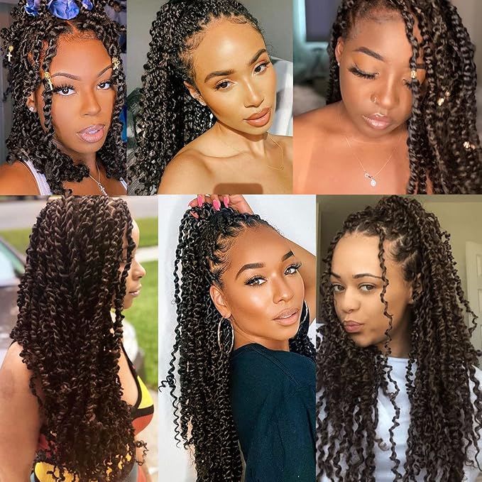 24 Inch Passion Twist Hair, Water Wave Crochet Hair Passion Twist Crochet Hair for Women Long Bohemian Synthetic Curly Braiding Hair Extensions Passion Twists Braiding Hair (24 Inch (Pack of 2), #4)