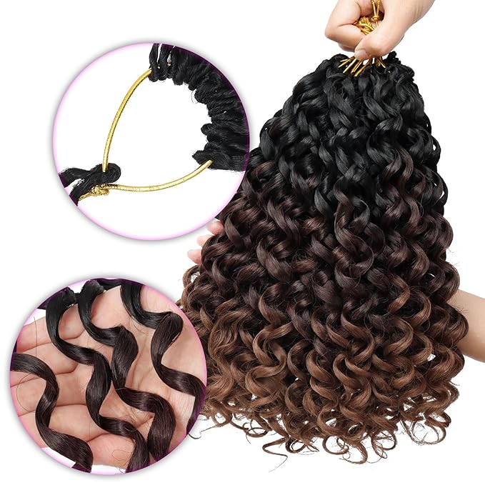 7 Packs GoGo Curl Crochet Hair 8 Inch Short Curly Crochet Hair for Women Deep Wave Beach Curl Crochet Braids Synthetic Braiding Hair Extensions(8 Inch, T1B/4/30)