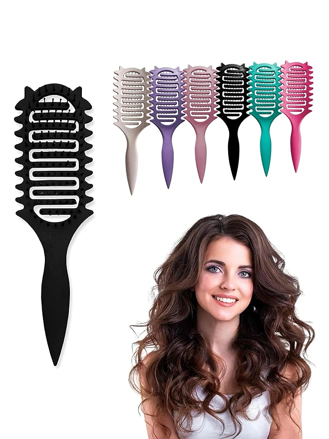 Curl Defining Brush,2025 Vented Hair Brush for Detangling Styling,Curl Brush For Curly Hair Wet,Shaping And Defining Curls For Women and Men (Black)