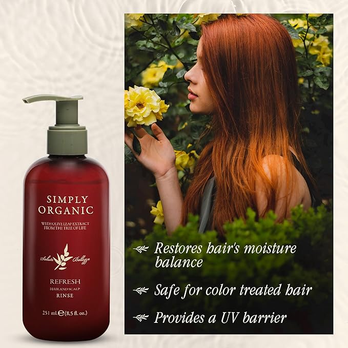 SIMPLY ORGANIC Hair Detox Clarifying Deep Conditioner Scalp Rinse, Made in Italy, All Natural Cruelty Free Hair Care for Women & Men, Rosemary, Sage & Olive Leaf Extract, 8.5 fl oz/251ml, REFRESH