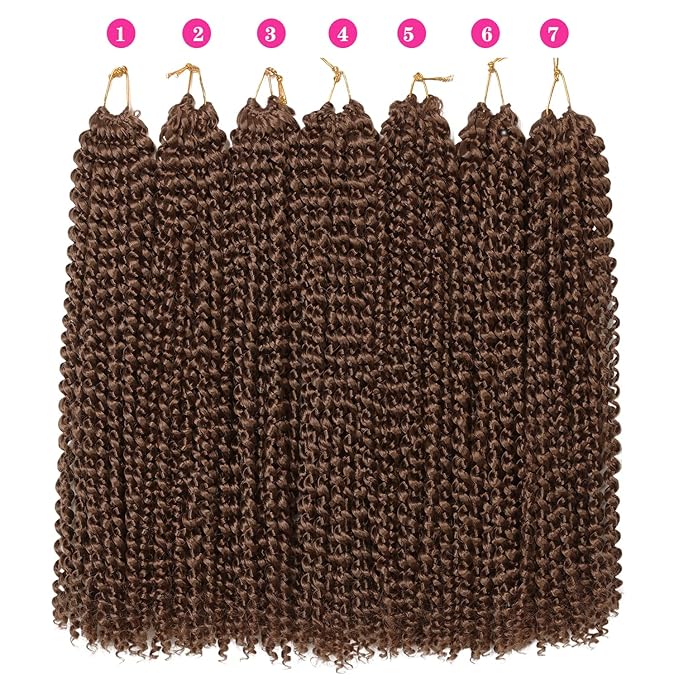 Ubeleco 18 Inch Passion Twist Hair,Brown Water Wave Crochet Hair for Women Passion Twist Crochet Hair Long Bohemian Synthetic Curly Braiding Hair Passion Twists Braiding Hair (7pcs,#30)