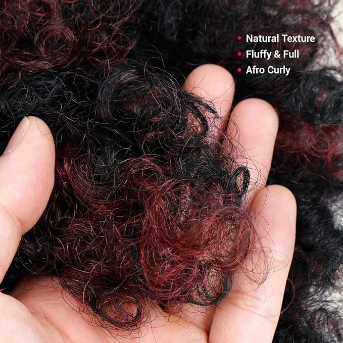 GLAM21USA Afro Puff Drawstring Ponytail Retro Kinky Curly Ponytail Wig Clip in Bun Hair Piece for Black Women Synthetic Hair Extension (MEDIUM, FS1B/BG)