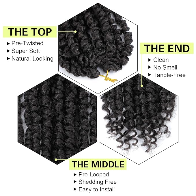 Passion Twist Crochet Hair 8Inch Passion Twist Hair 8 Packs Pre-Twisted Passion Twist Crochet Hair for Black Women Soft Passion Twist Curly Crochet Hair…
