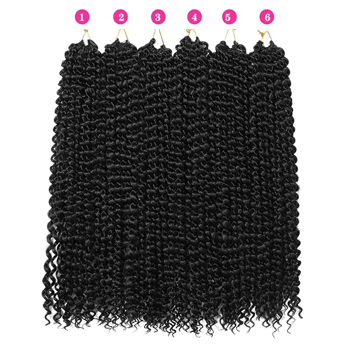Ubeleco Passion Twist Hair,18 Inch Water Wave Crochet Hair 6 Packs Black Passion Twists Crochet Hair for Women Long Bohemian Synthetic Curly Braiding Hair Extension(6pcs,#1)
