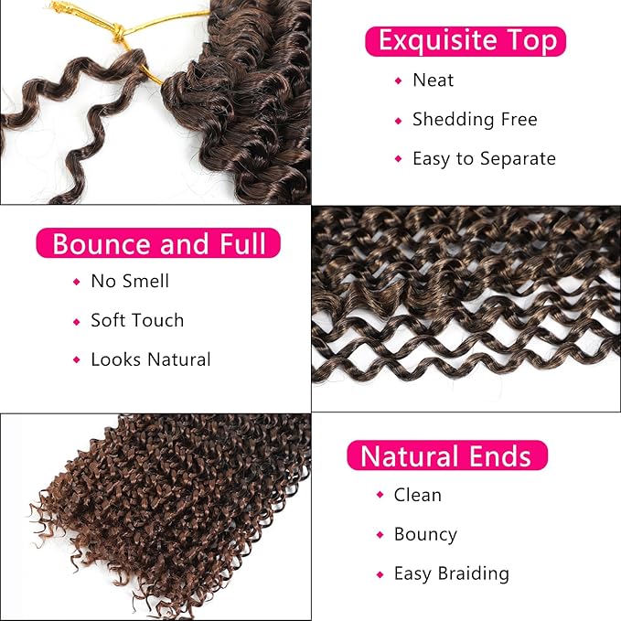 Ombre Brown Passion Twist Hair 24 Inch 5 Packs Passion Twist Braiding Hair Water Wave Crochet Hair For Black Women Passion Twist Crochet Hair/Butterfly Locs/Spring Twist Crochet Braids(24in,T30)