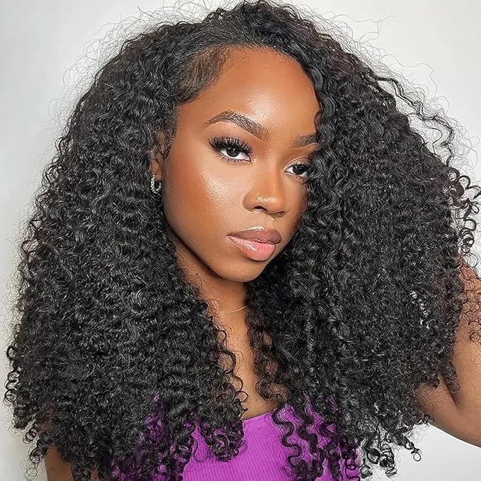 Half Wig Human Hair for Women 3 In 1 Deep Curly Glueless Wigs 200 Density Flip Over Beginner Friendly Ready to Wear and Go Drawstring Wig No Glue No Sew Natural Color & Easy Install 16 Inch