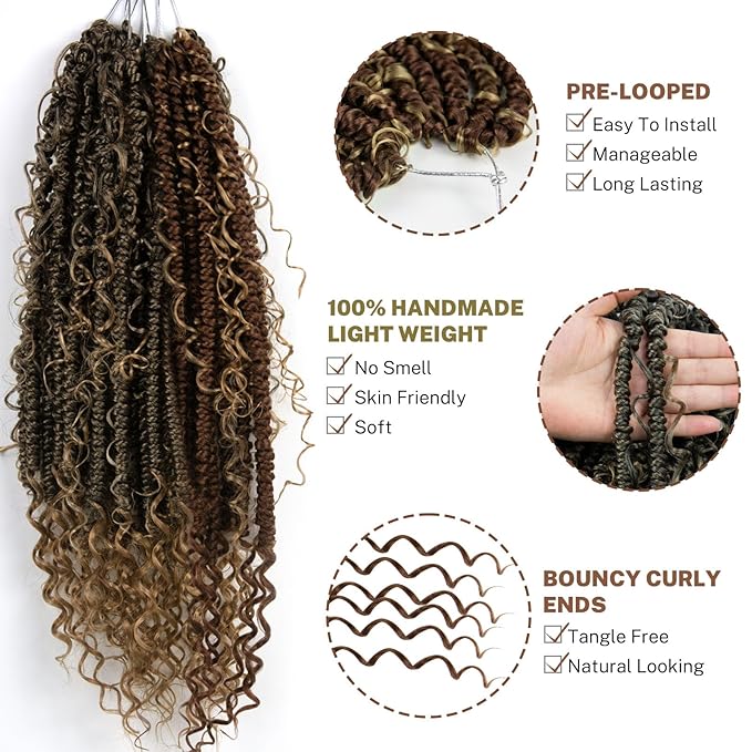 Passion Twist Hair 24inch Passion Twist Crochet Hair Long Bohemian Braiding Hair Pre Looped Passion Twist Crochet Braids Soft Pre Looped Curly Crochet Hair Faux Locs Passion Twist Hair for Women 96pc