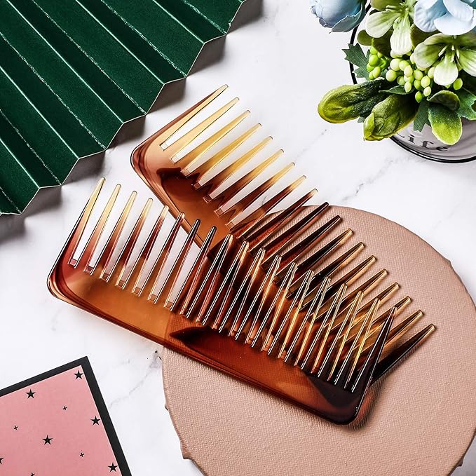 Patelai Wide Tooth Comb Large Hair Detangling Comb for Curly, Wet Dry Hair, No Handle Detangler Accessories(Brown)