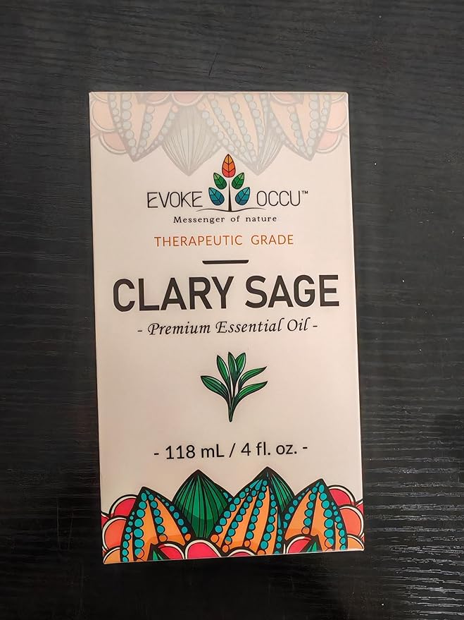EVOKE OCCU Clary Sage Oil Essential Oil for Relaxation, Moisturize Skin, Air Freshening, Add to Spray and Diffuser - 4 FL Oz