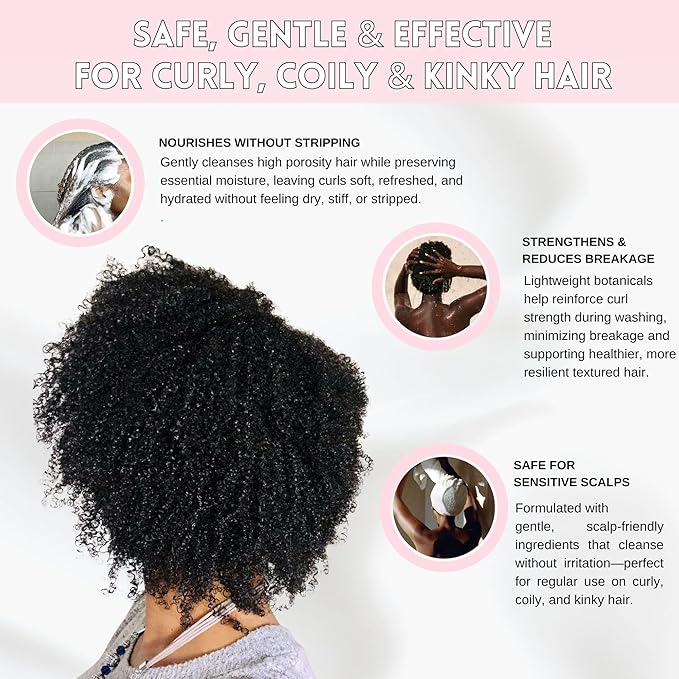 Ethnic Gals High Porosity Shampoo - Super Hydrating & Moisture-Locking Cleanse for Curly, Coily Hair with Aloe Vera & Argan Oil, 9.5 fl oz (280ml)