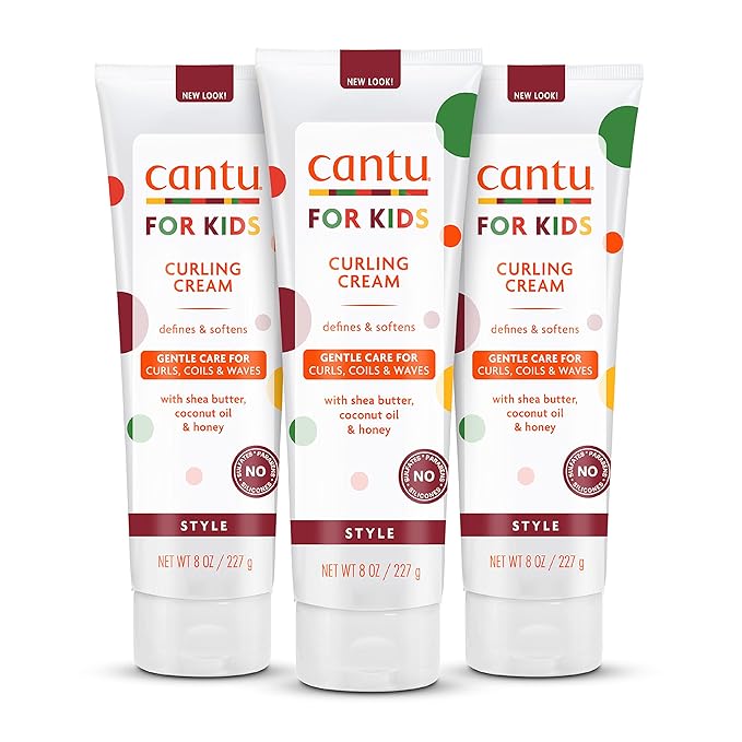 Cantu Care for Kids Paraben & Sulfate-free Curling Cream with Shea Butter, 8 oz (Pack of 3)