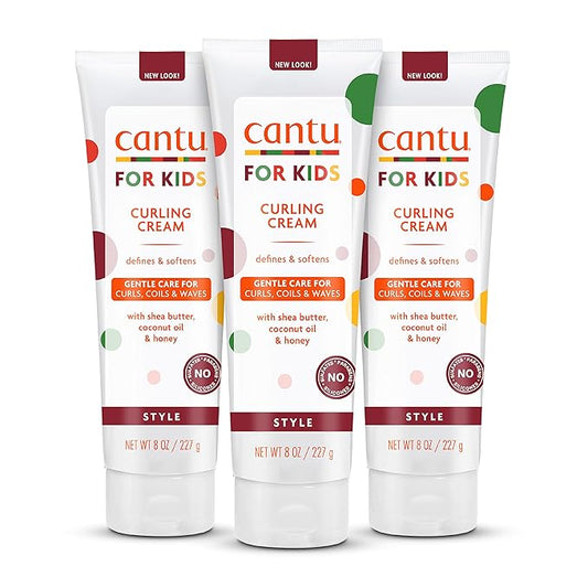 Cantu Care for Kids Paraben & Sulfate-free Curling Cream with Shea Butter, 8 oz (Pack of 3)