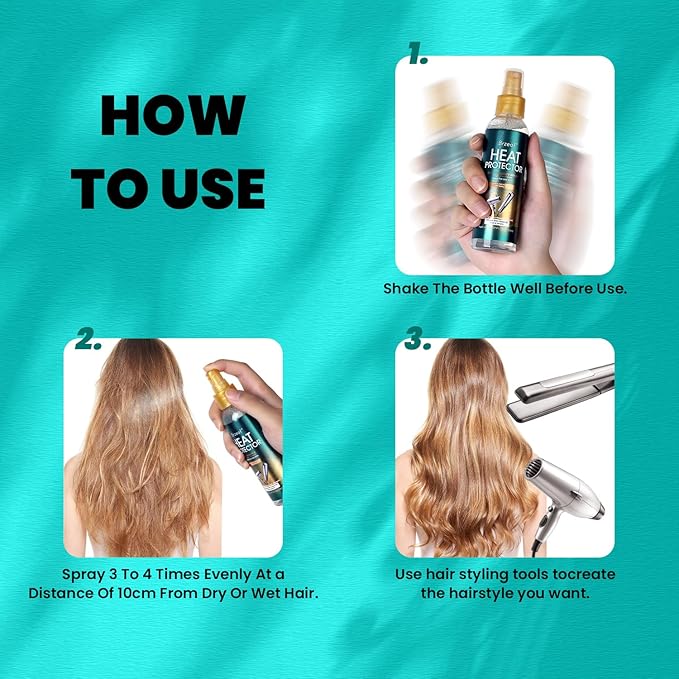 Brzeaf Heat Protection Spray for Hair (150ml), Professional Grade Thermal Protector &Smooth & Moisturizing, Heat Damage Protection, Heat Protectant Spray-Shiny, for All Hair Types