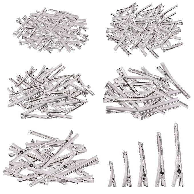 270Pcs 5 Sizes Alligator Hair Clips Bulk Silver Single Prong Hair Clips For Bows Making Hair Pins For Sectioning Hair Styling And Sectioning Hairdressing DIY Crafts