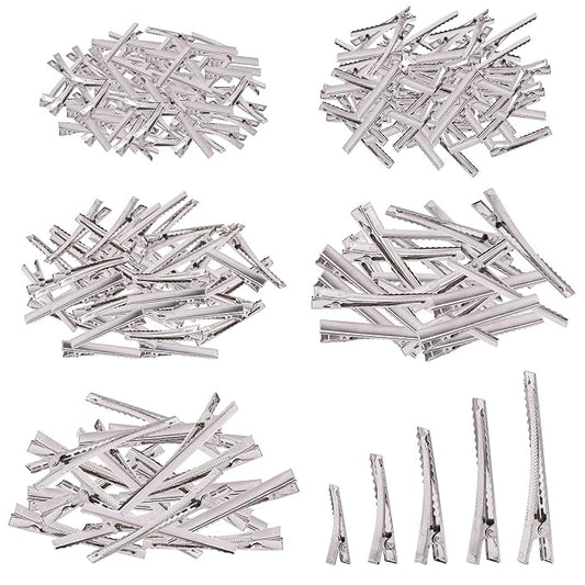 270Pcs 5 Sizes Alligator Hair Clips Bulk Silver Single Prong Hair Clips For Bows Making Hair Pins For Sectioning Hair Styling And Sectioning Hairdressing DIY Crafts