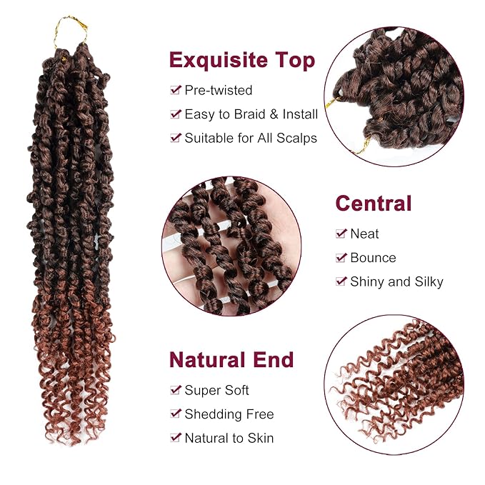 Passion Twist Hair - 8 Packs 14 Inch Passion Twist Crochet Hair For Black Women, Crochet Pretwisted Curly Hair Passion Twists Synthetic Braiding Hair Extensions(14 Inch 8 Packs, T350)