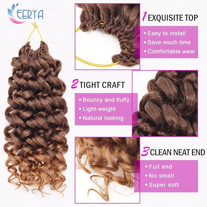7 Packs GoGo Curl Crochet Hair 8 Inch Short Gray Curly Crochet Hair for Women Deep Wave Beach Curl Crochet Braids Synthetic Braiding Hair Extensions(8 Inch, T4/30)