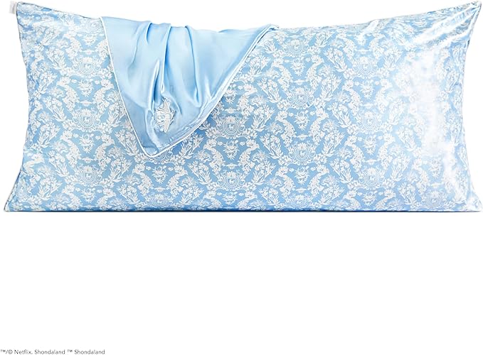 Kitsch x Bridgerton Satin Pillowcase with Zipper for Hair Skin, Softer Than Silk Pillow Cases, Wrinkle-Free, Cooling Satin Pillow Covers, Bridgerton - Toile De Blue, King Size (19x36)