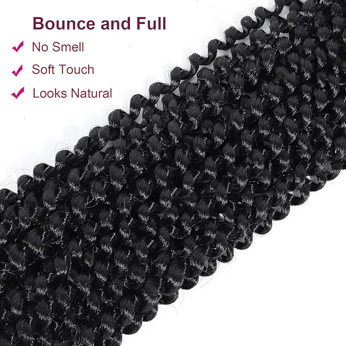 Dansama 2 Packs Passion Twist Hair Water Wave Braiding Hair for Butterfly Style Crochet Braids Bohemian Hair Extensions (18inch (Pack of 2), #1B)