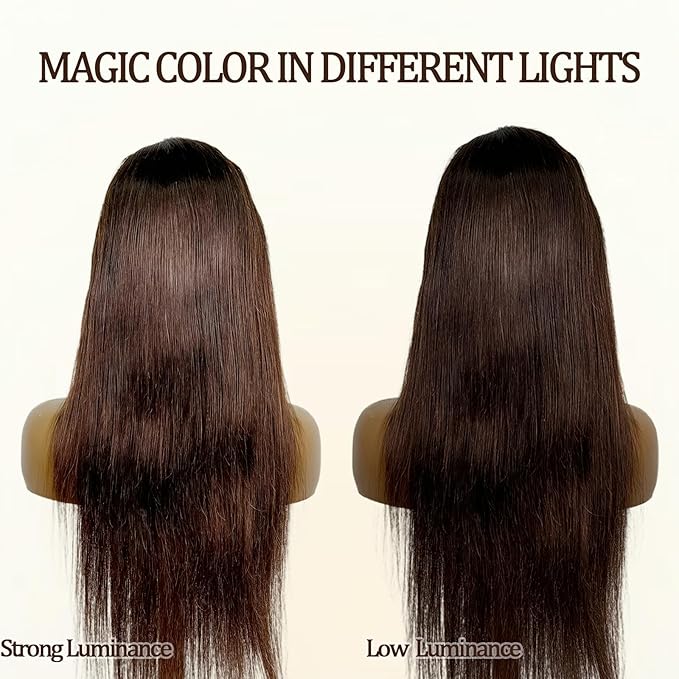 SENSAIRUITE Chocolate Brown Straight Lace Front Wigs Human Hair 13x4 180% Density #4 HD Transparent Glueless Lace Frontal Wigs Pre Plucked with Baby Hair 28 Inch