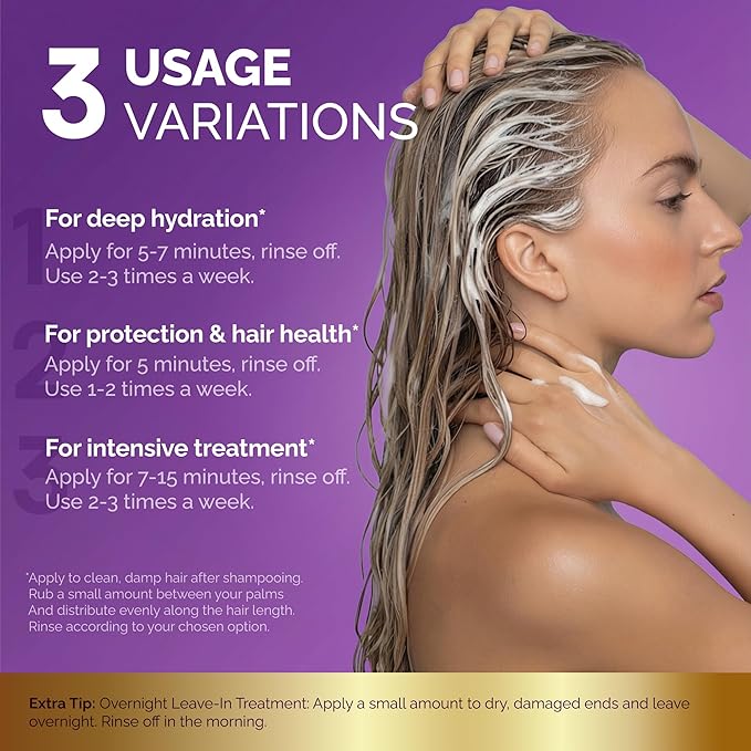 Hydrating Hair Mask – Post Hair Relaxer for Damaged & Dry – Deep Conditioning Keratin Treatment for Curly & Color-Treated – Soft, Smooth, Anti-Frizz & Split Ends Repair with Collagen, Biotin – 10 oz