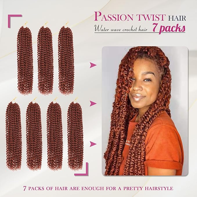 Dansama Passion Twist Hair Water Wave Braiding Hair for Butterfly Style Crochet Braids Bohemian Hair Extensions (24 Inch (Pack of 7), #350)