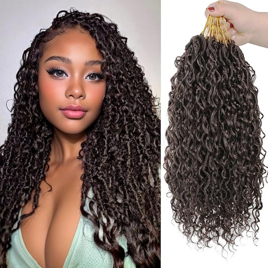 Goddess Locs Crochet Hair,Vemet 16 Inch 9 Packs Synthetic Faux Locs Crochet Hair for Black Women,River Locs Hair Extensions Boho Style Pre looped Faux Locs with Curly Ends