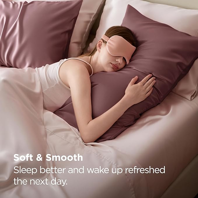 Bedsure King Size Satin Pillowcase Set of 2 - Nostalgia Rose Silky Pillow Cases for Hair and Skin with Envelope Closure, Similar to Silk Pillow Cases, Gifts for Women Men, 20x36 Inches, 2pcs