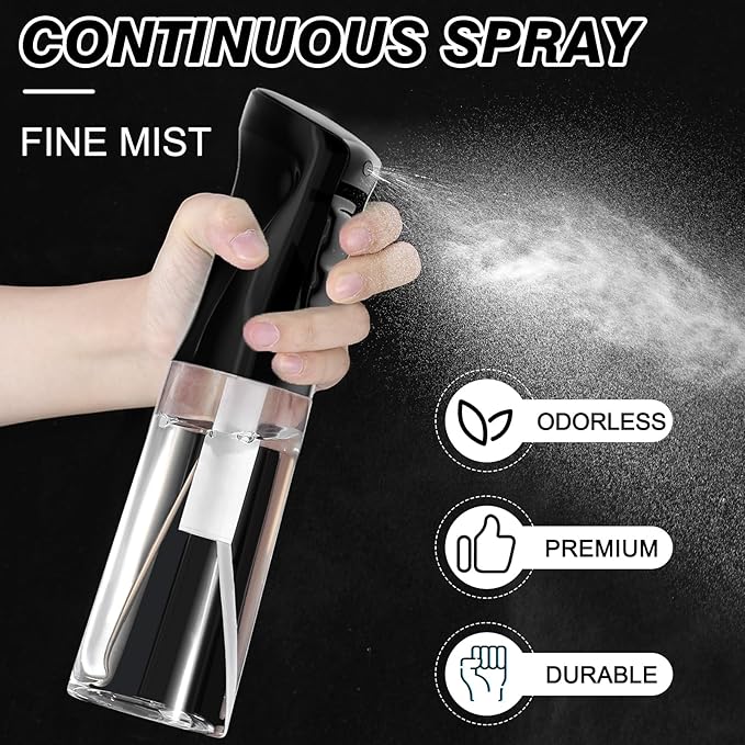 IMPORX Continuous Spray Bottle for Hair (10.1oz/300ml) 2 Pack Home Essentials Spray Bottles For Cleaning Empty Ultra Fine Water Mister Sprayer For Hairstyling Garden Plants Curly Hair Perfume Etc