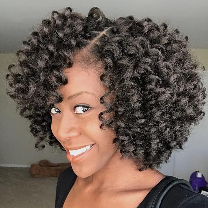 5 Packs 2X Ringlet Wand Curl Jamaican Bounce 8 inch Synthetic Crochet Hair Extensions Crochet Braiding Hair 20 Roots Crochet Curly Hair(8Inch (Pack of 5), 1B)