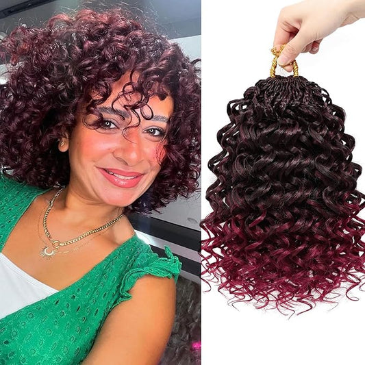 7 Packs Gogo Curl Crochet Hair for Women 8 Inch Pre-Twisted Curly Crochet Hair Deep Ocean Beach Curl Crochet Braids Synthetic Braiding Hair Extensions (8 Inch, 1B/Bug)