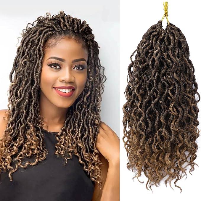 Goddess Locs Crochet Hair 12 Inch 6 Packs Faux Locs Crochet Hair for Black Women Locs Crochet Hair Pre Looped Soft Locs River Synthetic Hair Extensions, 1b/27