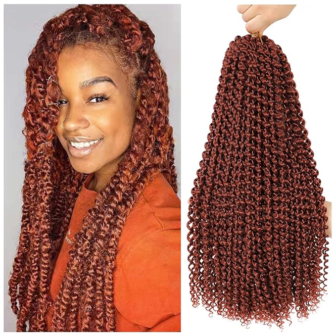 Dansama Passion Twist Hair 18 inch : Water Wave Crochet Hair Braiding Hair for Bohemian Crochet Braids Hair Extensions (18inch (Pack of 7), #350)