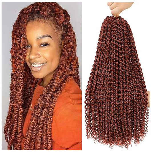 Dansama Passion Twist Hair 18 inch : Water Wave Crochet Hair Braiding Hair for Bohemian Crochet Braids Hair Extensions (18inch (Pack of 7), #350)