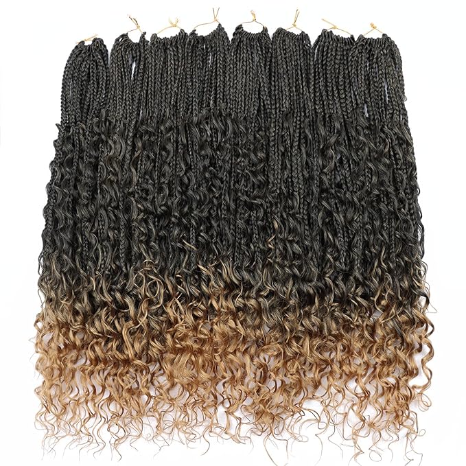 24 Inch Goddess Box Braids Crochet Hair Pre-looped 8 Packs Boho Box Braids Crochet Braids for Black Women Bohemian Box Braids Crochet Hair T27
