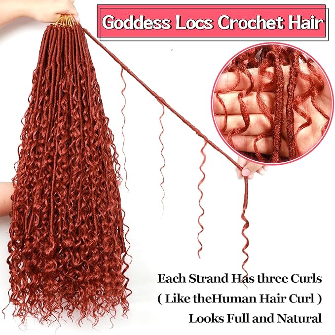 Goddess Locs Crochet Hair-24 Inch 8 Packs Boho Faux Locs Crochet Hair for Black Women Pre Looped Soft Locs with Curly Ends (24 Inch(Pack of 8), 350#)