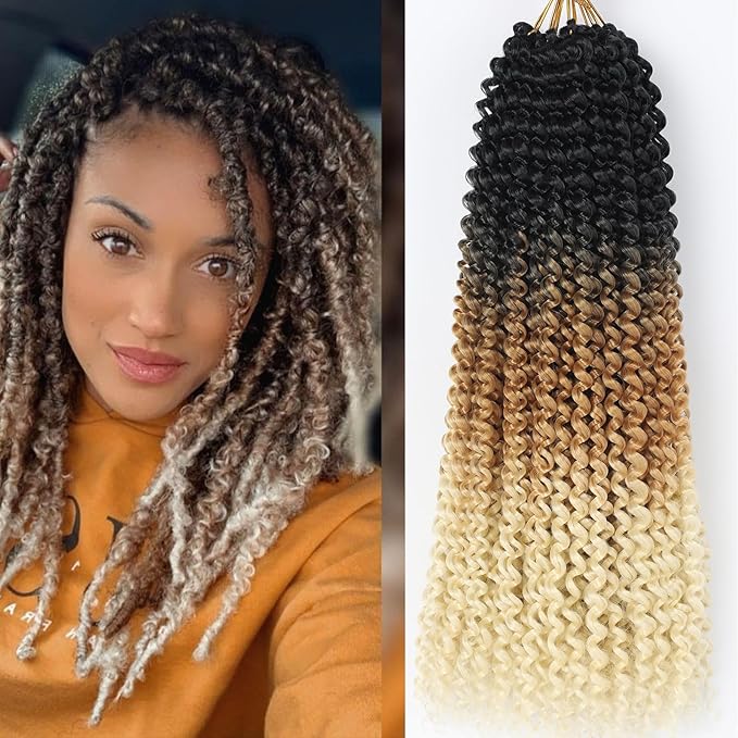 Three Tone Passion Twist Hair, 18 Inch 7 Packs Water Wave Crochet Hair,Ombre Wrap Braiding Hair For Passion Twist Crochet Hair/Butterfly Locs/Spring Twist Crochet Braids Twist Hair(18in,1B/27/613#)