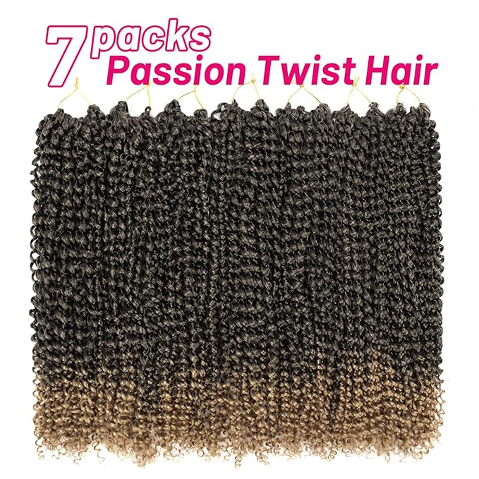 Dorsanee Ombre Honey Blonde Passion Twist Hair 18 Inch 7 Packs Water Wave Crochet Hair Long Bohemian Curly Braiding Hair for Butterfly Locs, Faux Locs, Boho Style Spring Twist Crochet Braids (T27#)