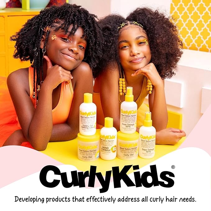 CurlyKids Super Detangle Spray Bundle with Hair Detangler Spray, Kids Shampoo, Conditioner, Gel & Creme for Curly, Frizzy, & Wavy Hair | Sulfate & Paraben-Free Formula to Detangle