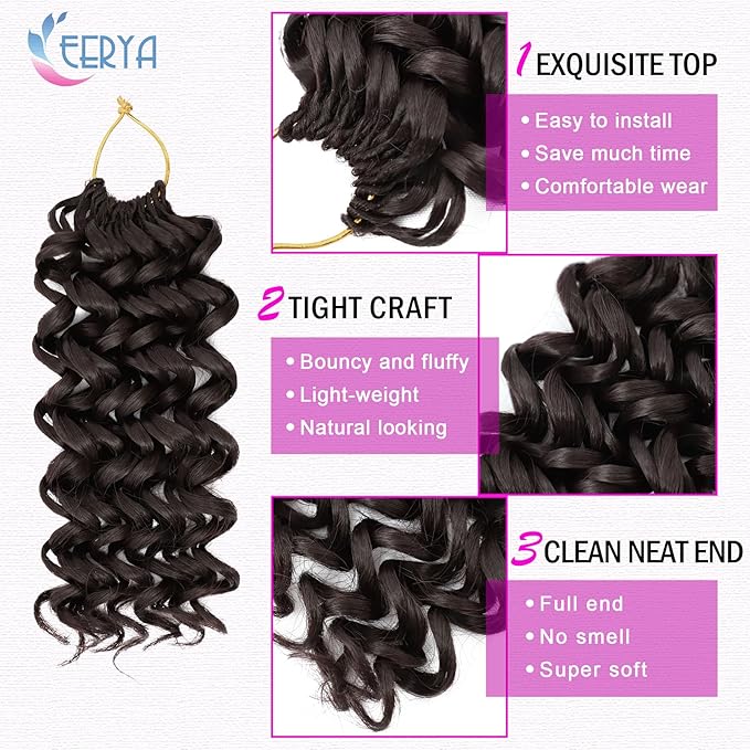 7 Packs GoGo Curl Crochet Hair 10 Inch Short Dark Brown Curly Crochet Hair for Women Deep Wave Beach Curl Crochet Braids Synthetic Braiding Hair Extensions(10 Inch, #4)