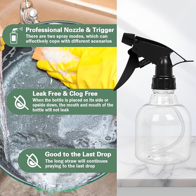 20 Pieces Plastic Spray Bottles Bulk 8 oz/250ml Small Empty Spray Bottles Sprayer for Hair Mister Spray Bottle Watering Plants Showering Pets