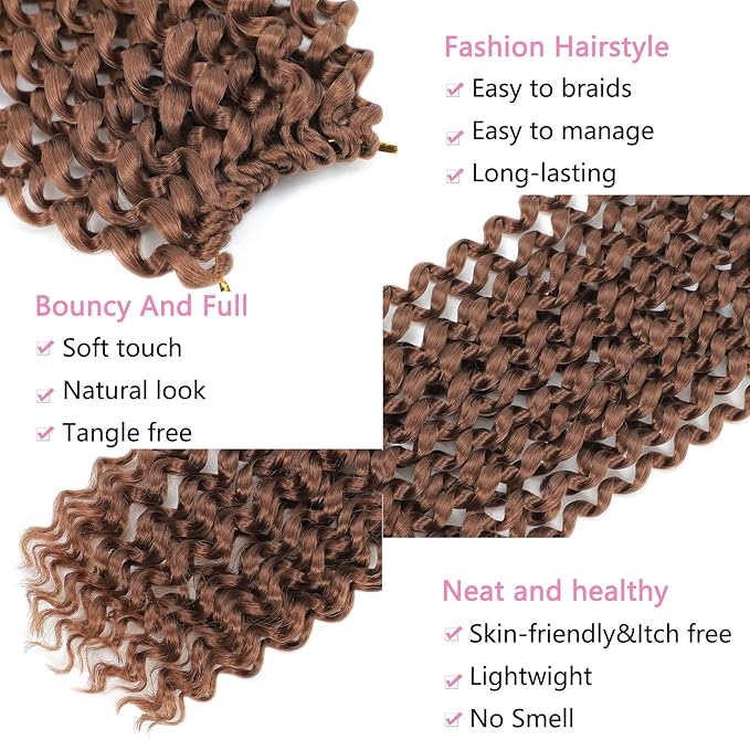 Passion Twist Hair Brown 20 Inch 8 Packs Passion Twist Crochet Hair Long Bohemian Crochet Braids (20 Inch, 30#)