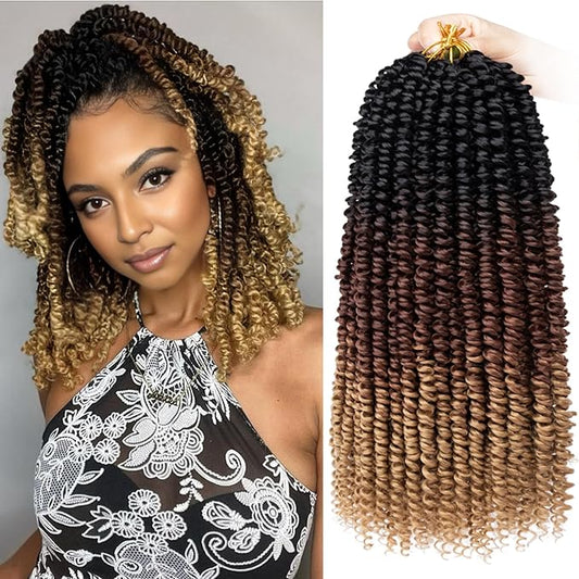 Xtrend 8 Packs Pre-twisted Passion Twist Crochet Hair 12 Inch Natural Pre-looped Crochet Braids Hair For Women Bohemian Synthetic Passion Braiding Hair Extension (8packs, 1B3027#)