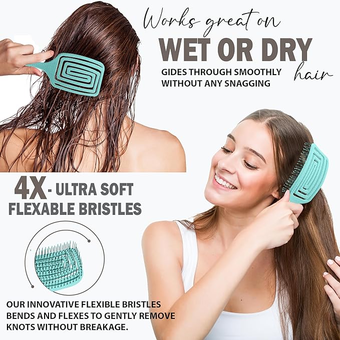 Fiora Naturals Paddle Hair Brush for Thick Hair - Detangler Brush for women - Vented Hairbrush for Gentle Detangling, Best Hair Brush for Wet or Dry Hair