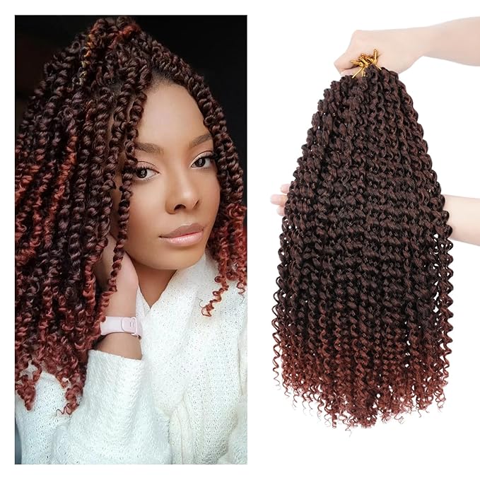 Dansama Passion Twist Hair Water Wave Braiding Hair for Butterfly Style Crochet Braids Bohemian Hair Extensions (18inch (Pack of 7), T1B/350)
