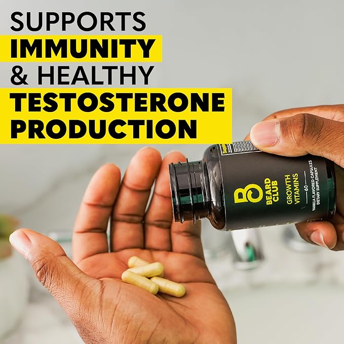 The Beard Club - Biotin Beard Growth Vitamins - Support A Thicker Fuller Beard, Fill in Patches - Minerals & Multi-Vitamins Help Support and Stimulate Healthier Facial Hair Growth