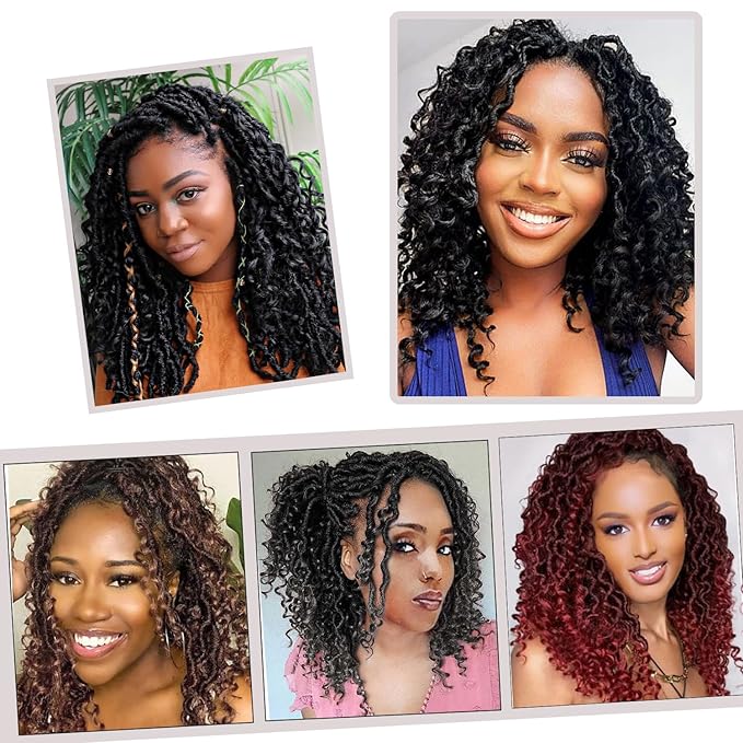 14 Inch Boho Style Synthetic Faux Locs Crochet Hair, 9 Packs, River Locs Hair Extensions