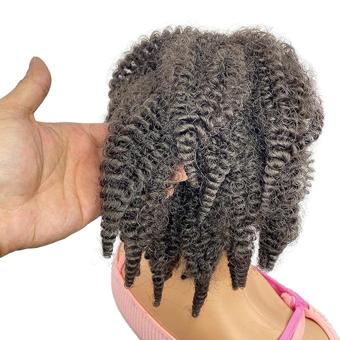 Short Marley Hair Drawstring Ponytail | 12" Afro Kinky Curl Clip-in Ponytail Extension for Black Women – Natural 4C Texture, Costume & Everyday Style (#4-Dark Brown)