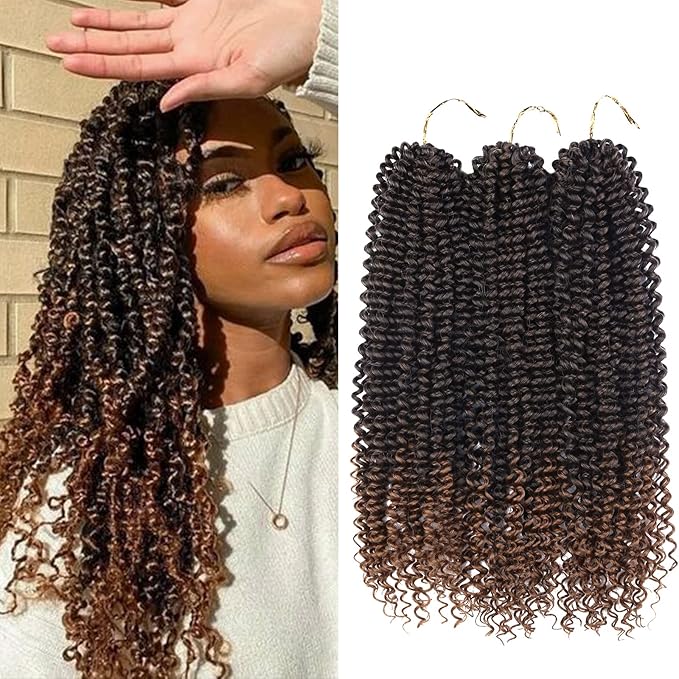Lady Miranda Passion Twist Hair 18 Inch Jerry Curl Crochet Hair 3X Braid Hair Passion Twist Crochet Hair for Black Women Afro kinky Curly Braiding Hair Extensions (T30#)
