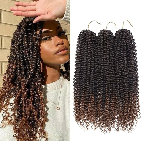 Lady Miranda Passion Twist Hair 18 Inch Jerry Curl Crochet Hair 3X Braid Hair Passion Twist Crochet Hair for Black Women Afro kinky Curly Braiding Hair Extensions (T30#)